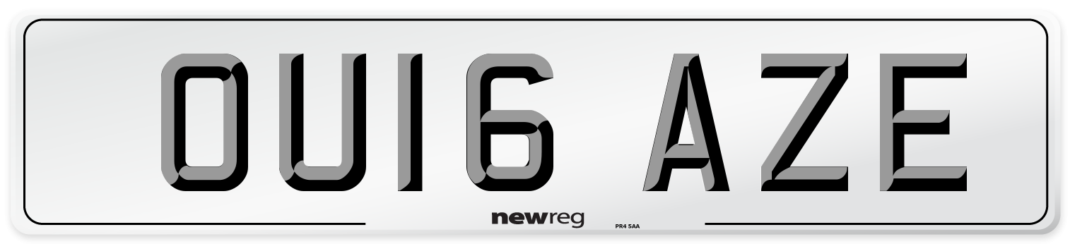 OU16 AZE Number Plate from New Reg